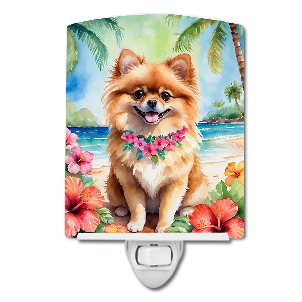 6 x 4 in. Pomeranian Luau Ceramic Night Light