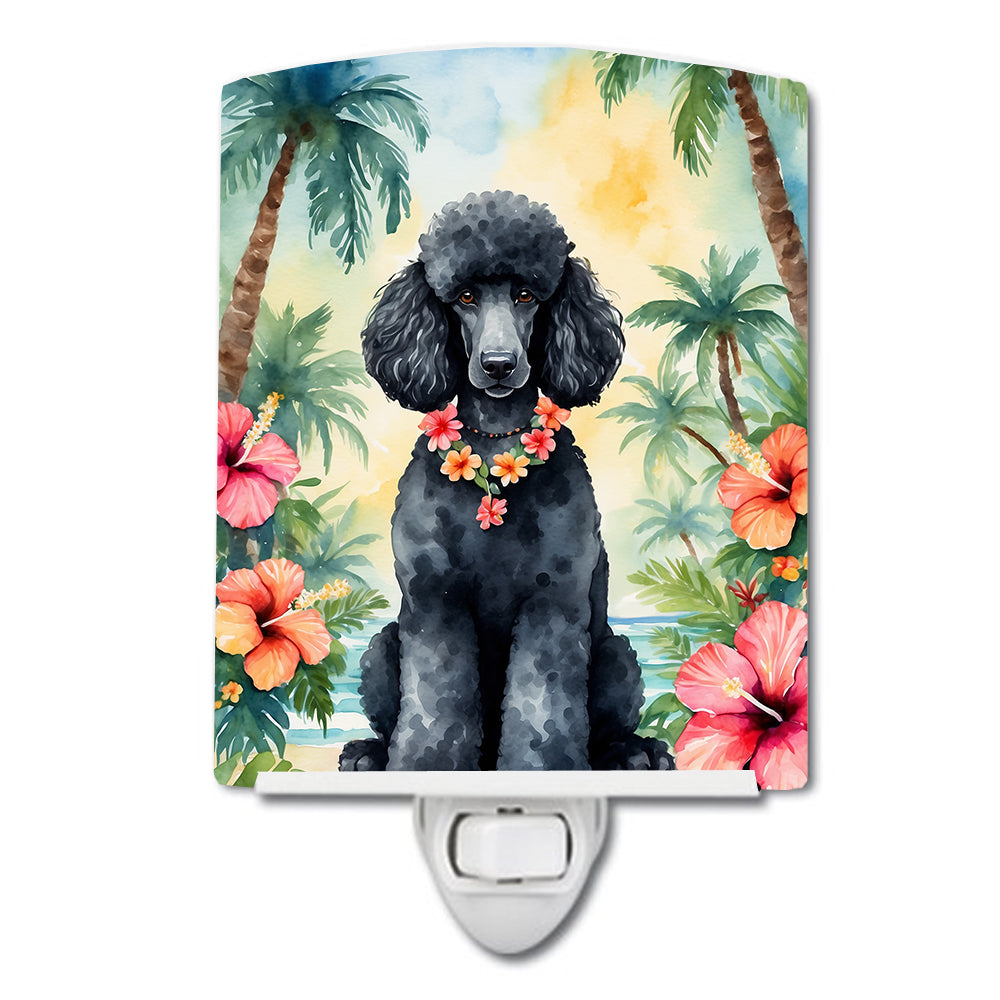 DAC6497CNL 6 x 4 in. Black Poodle Luau Ceramic Night Light