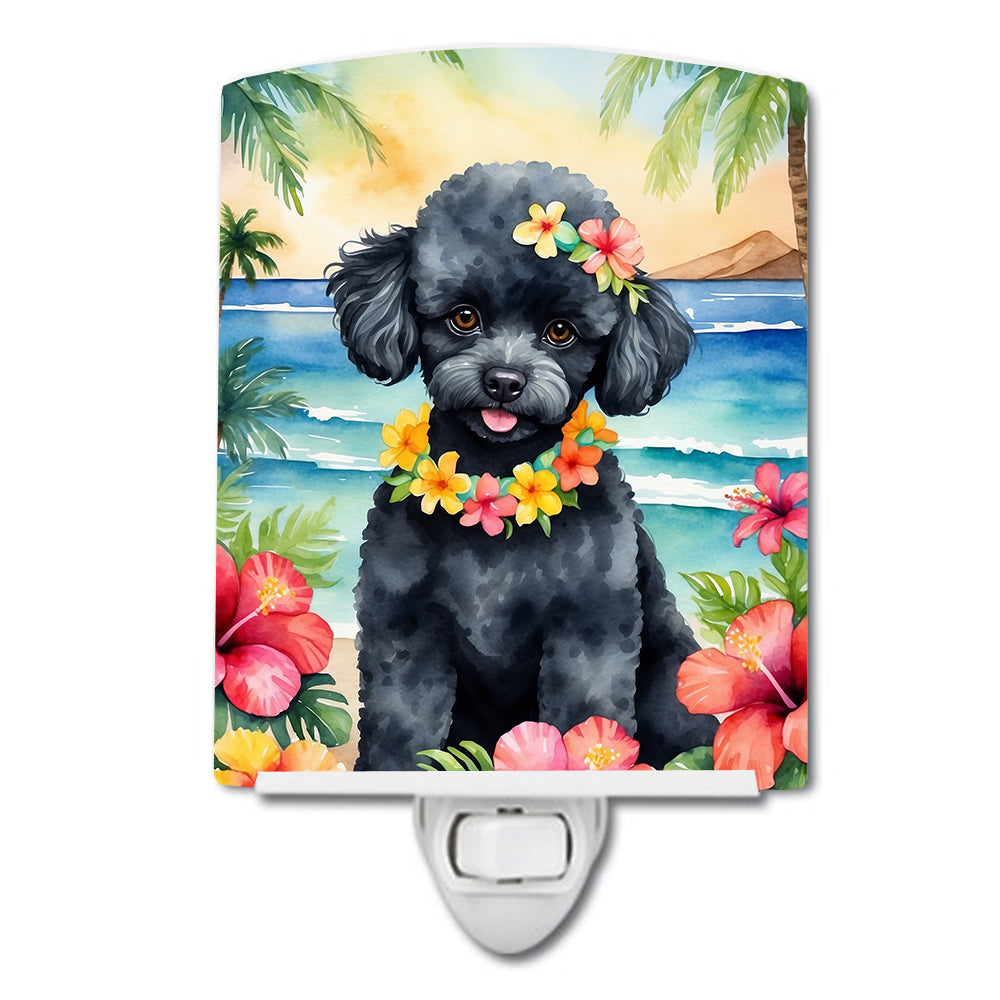 6 x 4 in. Black Poodle Luau Ceramic Night Light