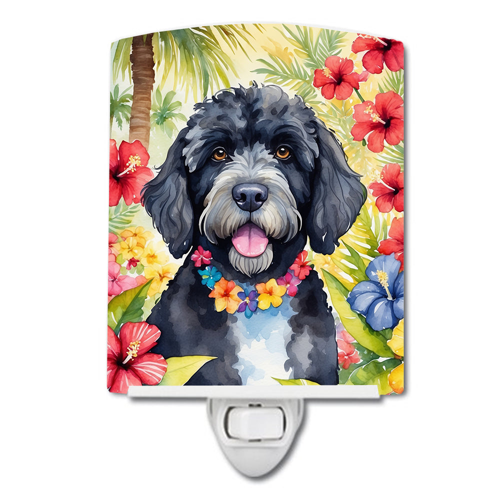 6 x 4 in. Portuguese Water Dog Luau Ceramic Night Light