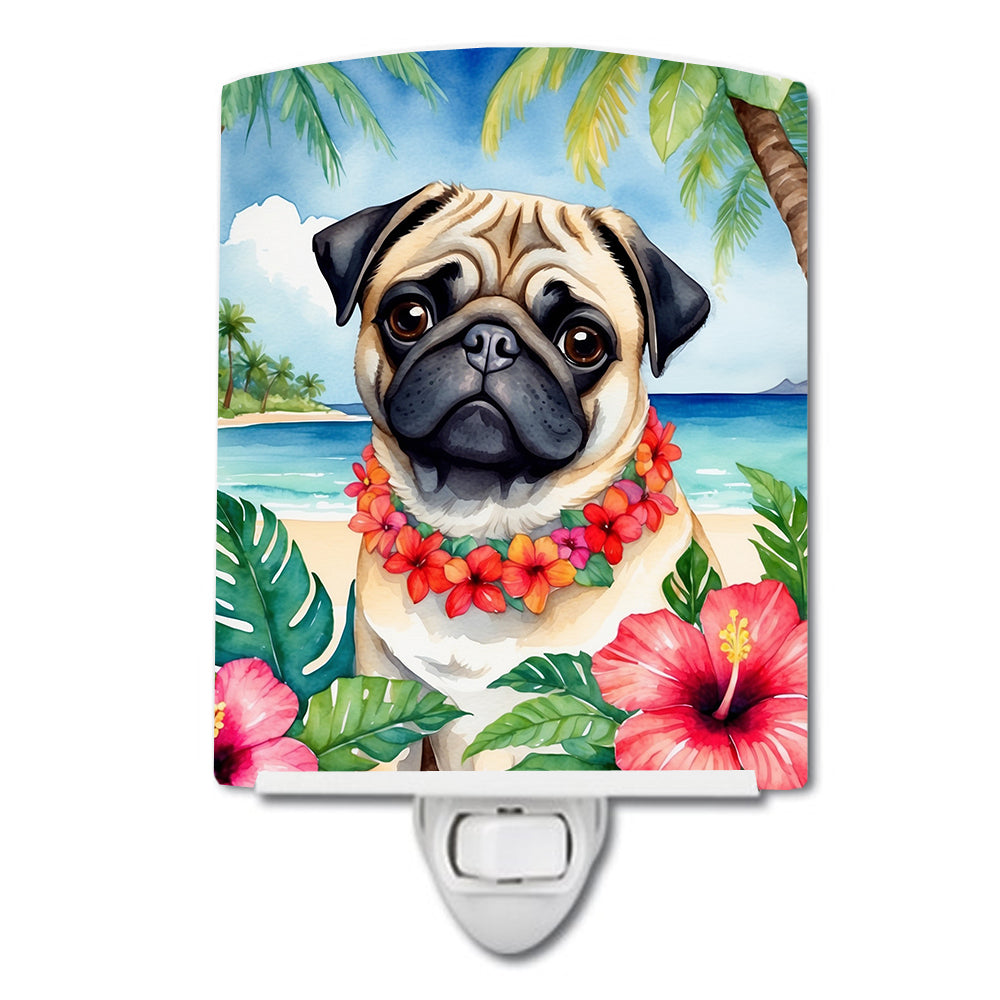 6 x 4 in. Pug Luau Ceramic Night Light
