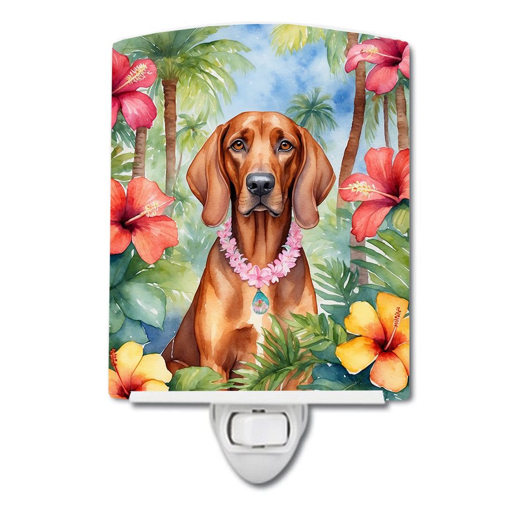 6 x 4 in. Redbone Coonhound Luau Ceramic Night Light