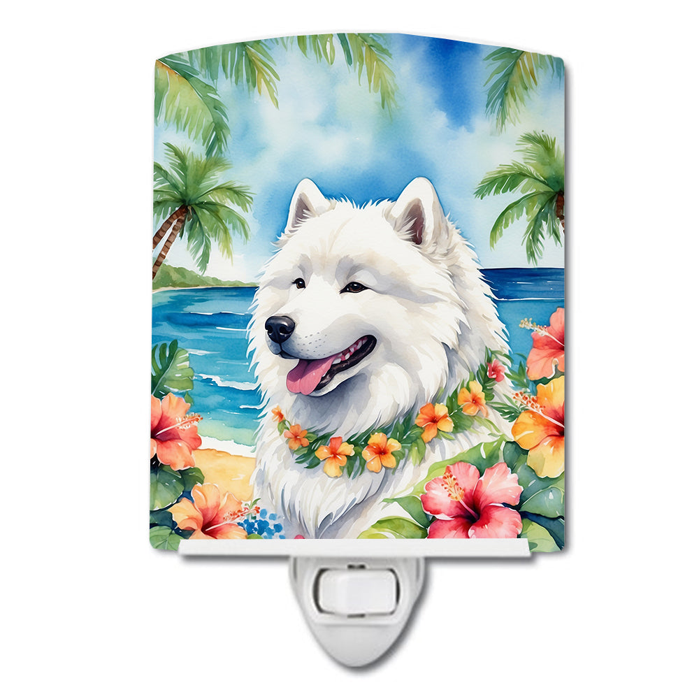 6 x 4 in. Samoyed Luau Ceramic Night Light