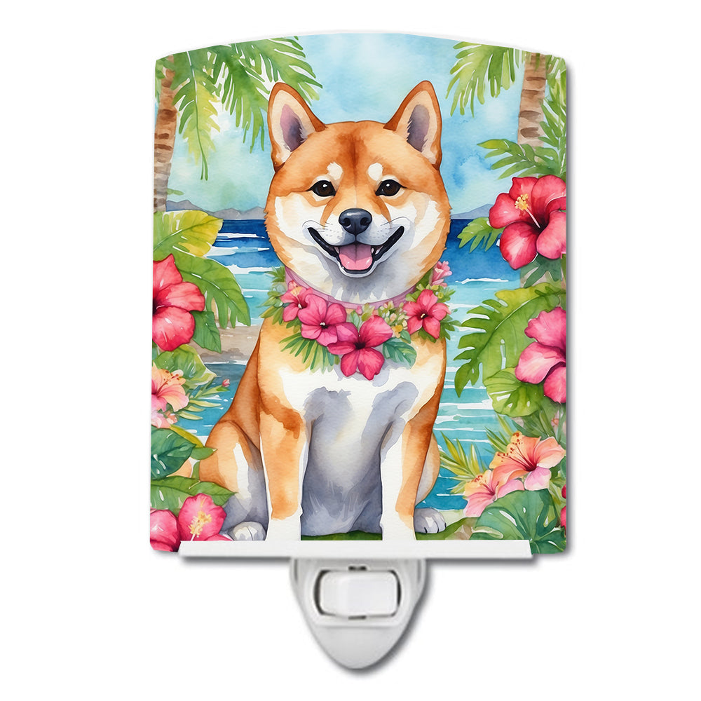 6 x 4 in. Shiba Inu Luau Ceramic Night Light
