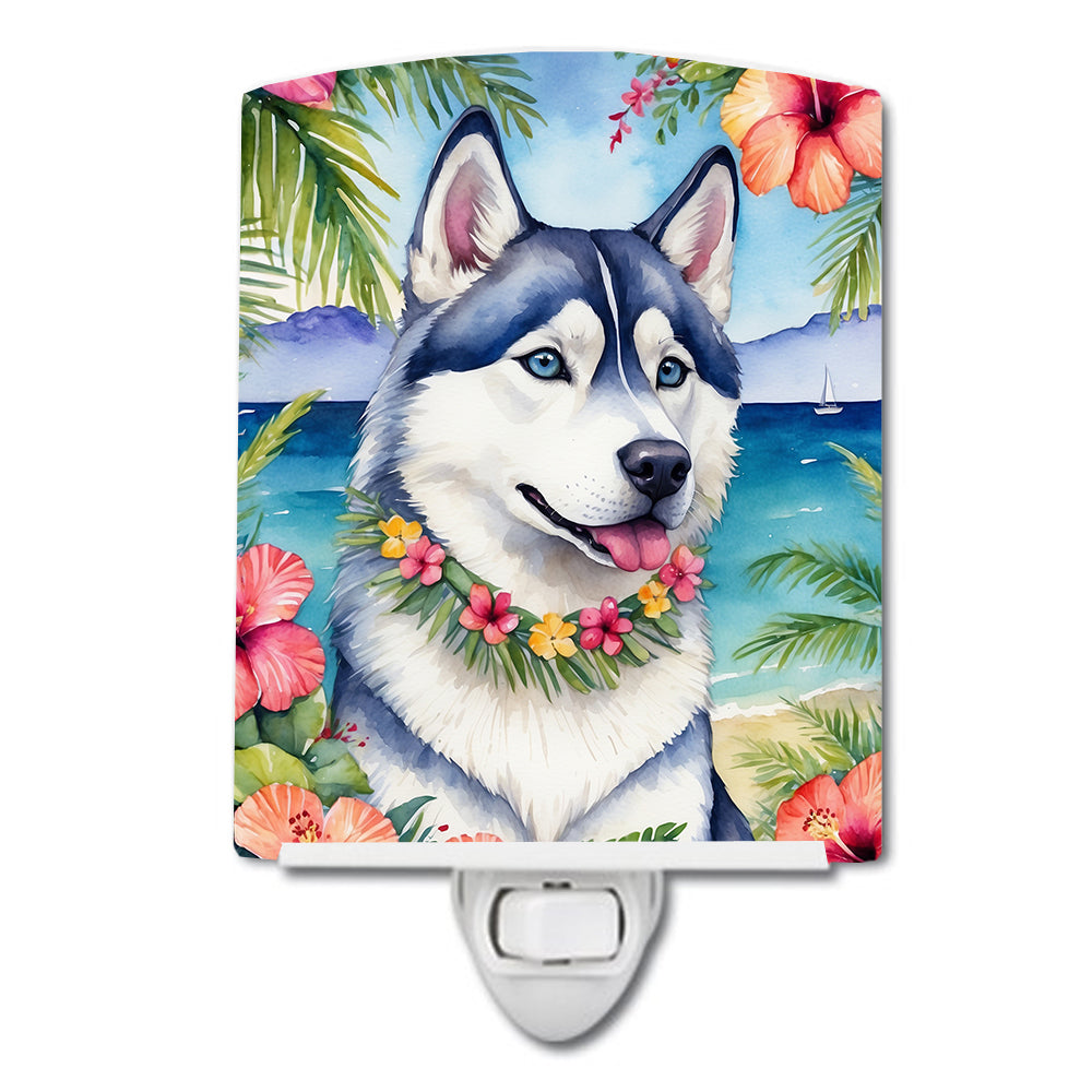 6 x 4 in. Siberian Husky Luau Ceramic Night Light