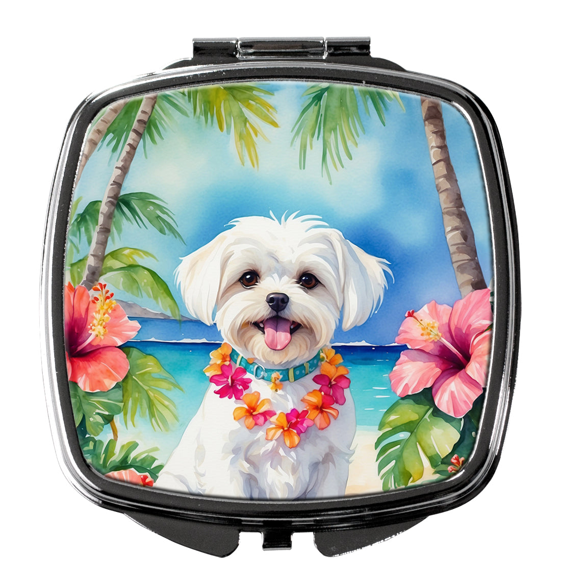 3 x 2.75 in. Maltese Luau Compact Mirror