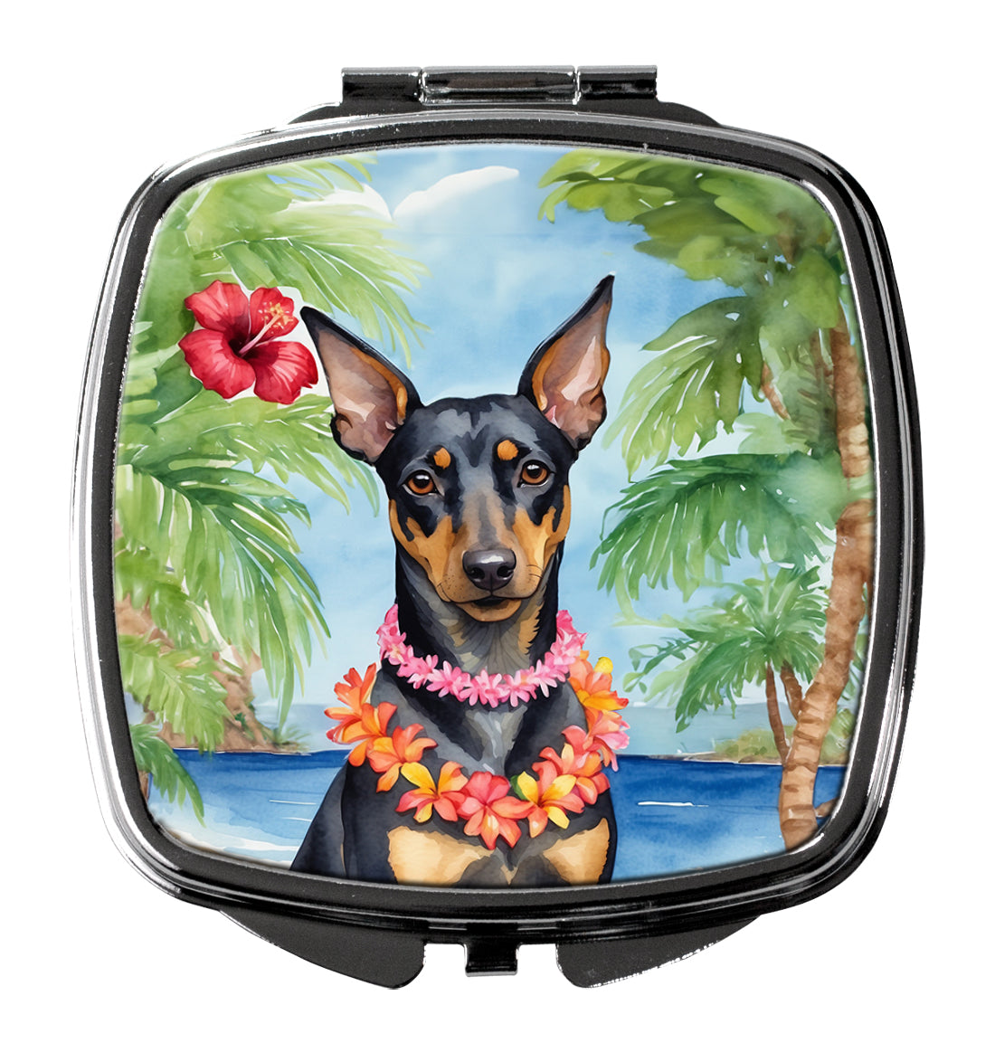 DAC6474SCM 3 x 2.75 in. Manchester Terrier Luau Compact Mirror