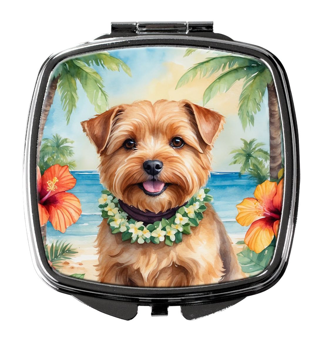 DAC6480SCM 3 x 2.75 in. Norfolk Terrier Luau Compact Mirror