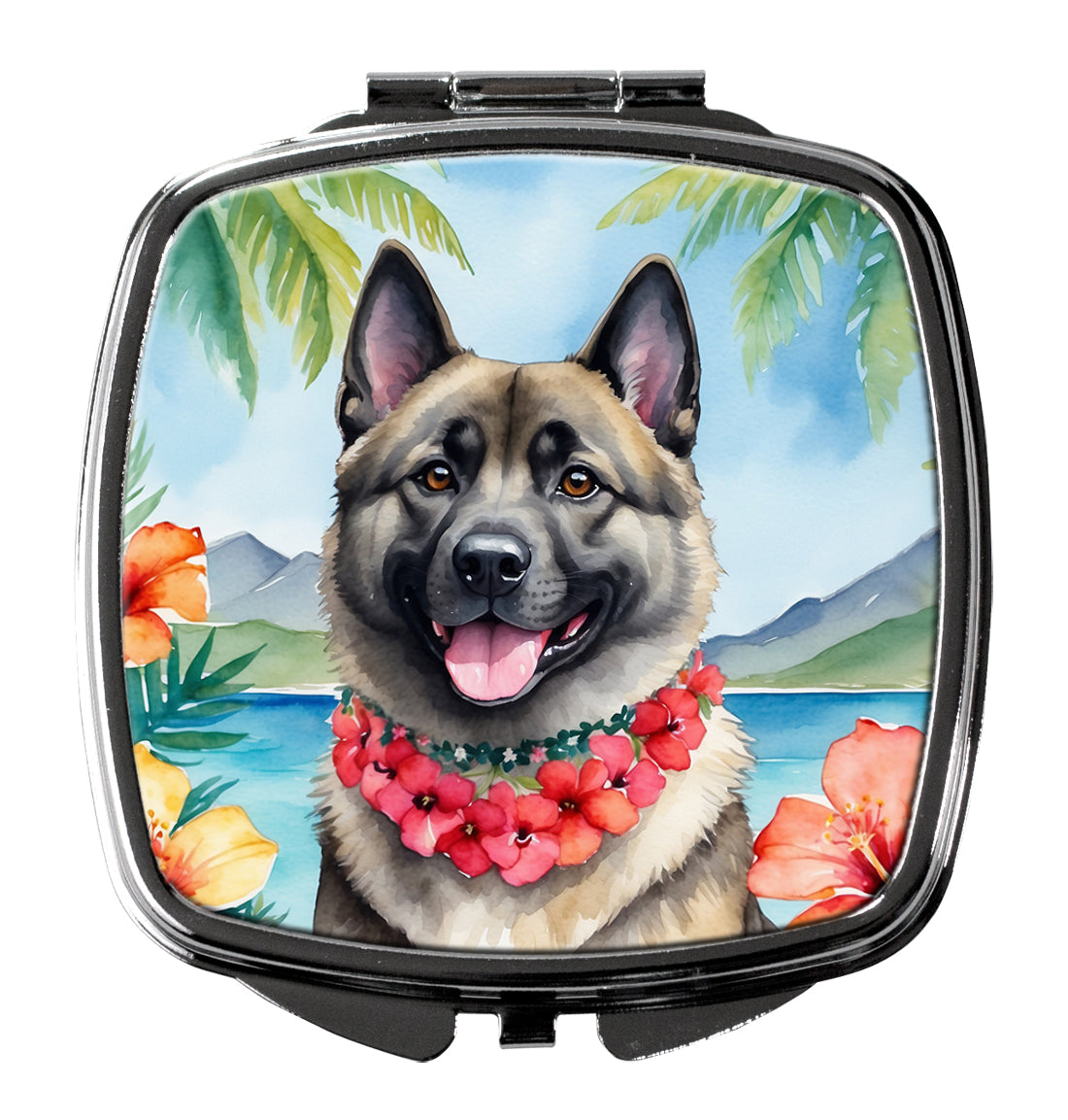 3 x 2.75 in. Norwegian Elkhound Luau Compact Mirror