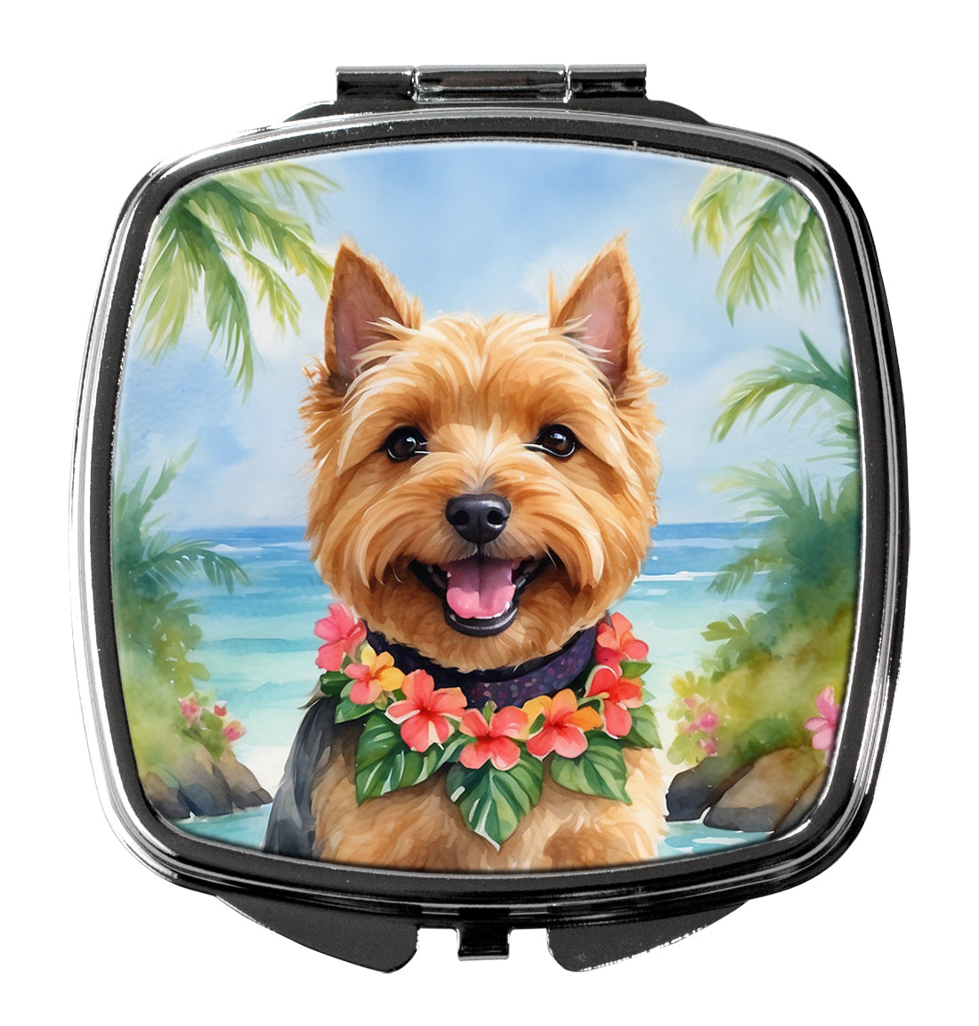DAC6482SCM 3 x 2.75 in. Norwich Terrier Luau Compact Mirror