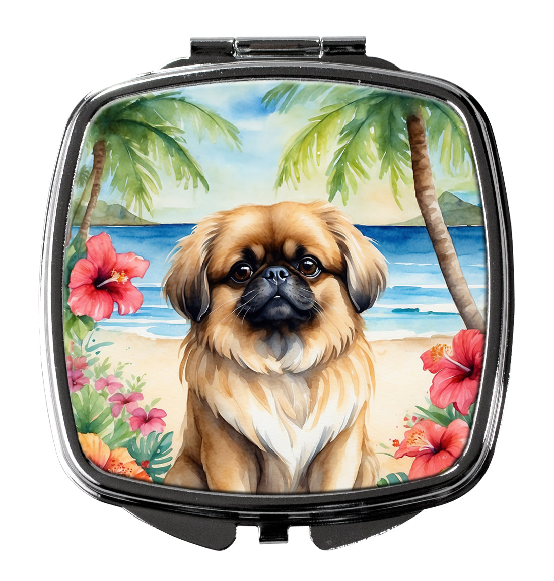DAC6488SCM 3 x 2.75 in. Pekingese Luau Compact Mirror