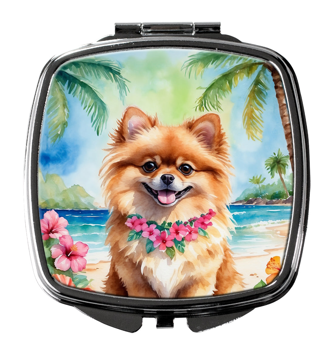 DAC6493SCM 3 x 2.75 in. Pomeranian Luau Compact Mirror