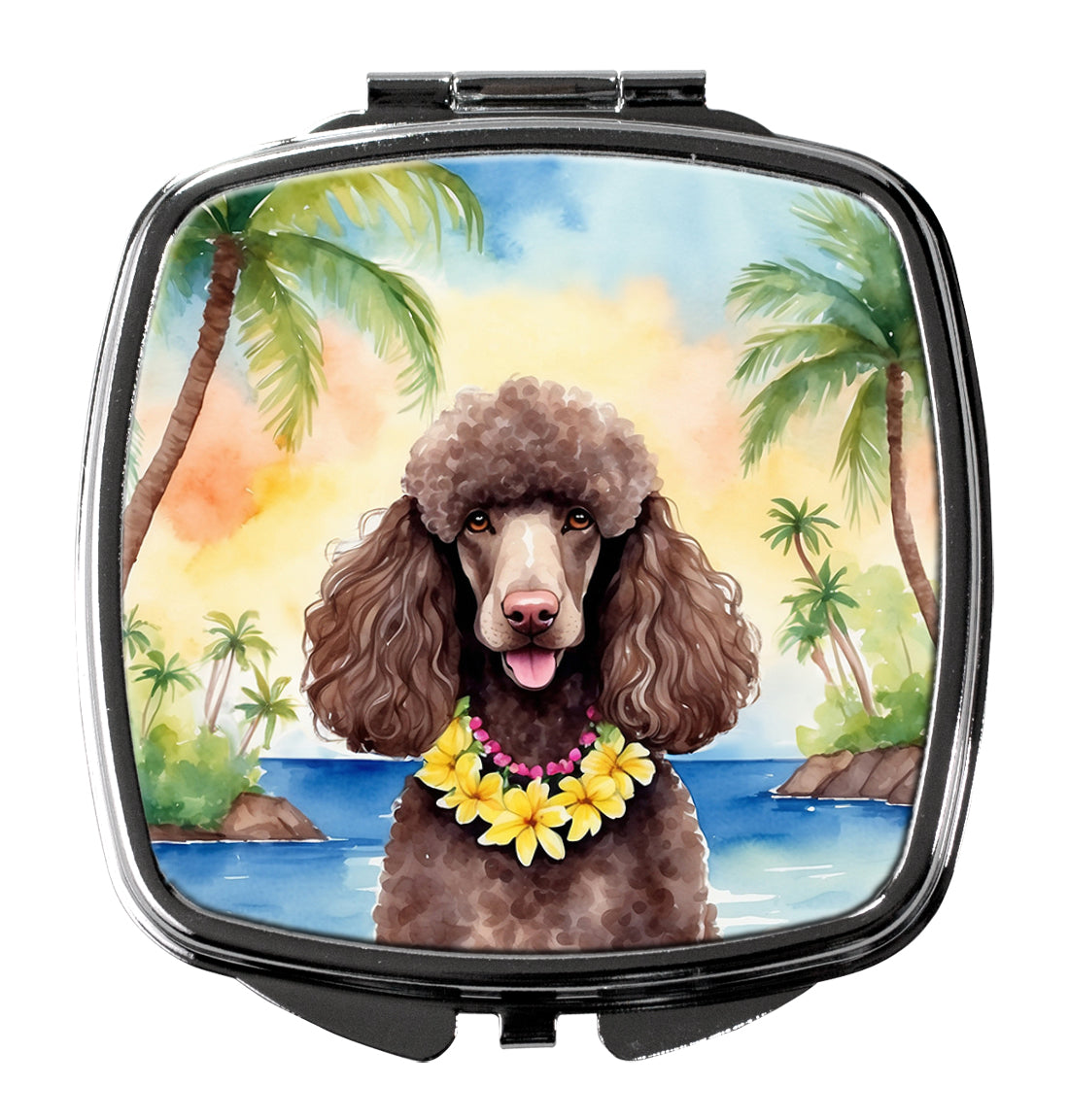 DAC6499SCM 3 x 2.75 in. Chocolate Poodle Luau Compact Mirror