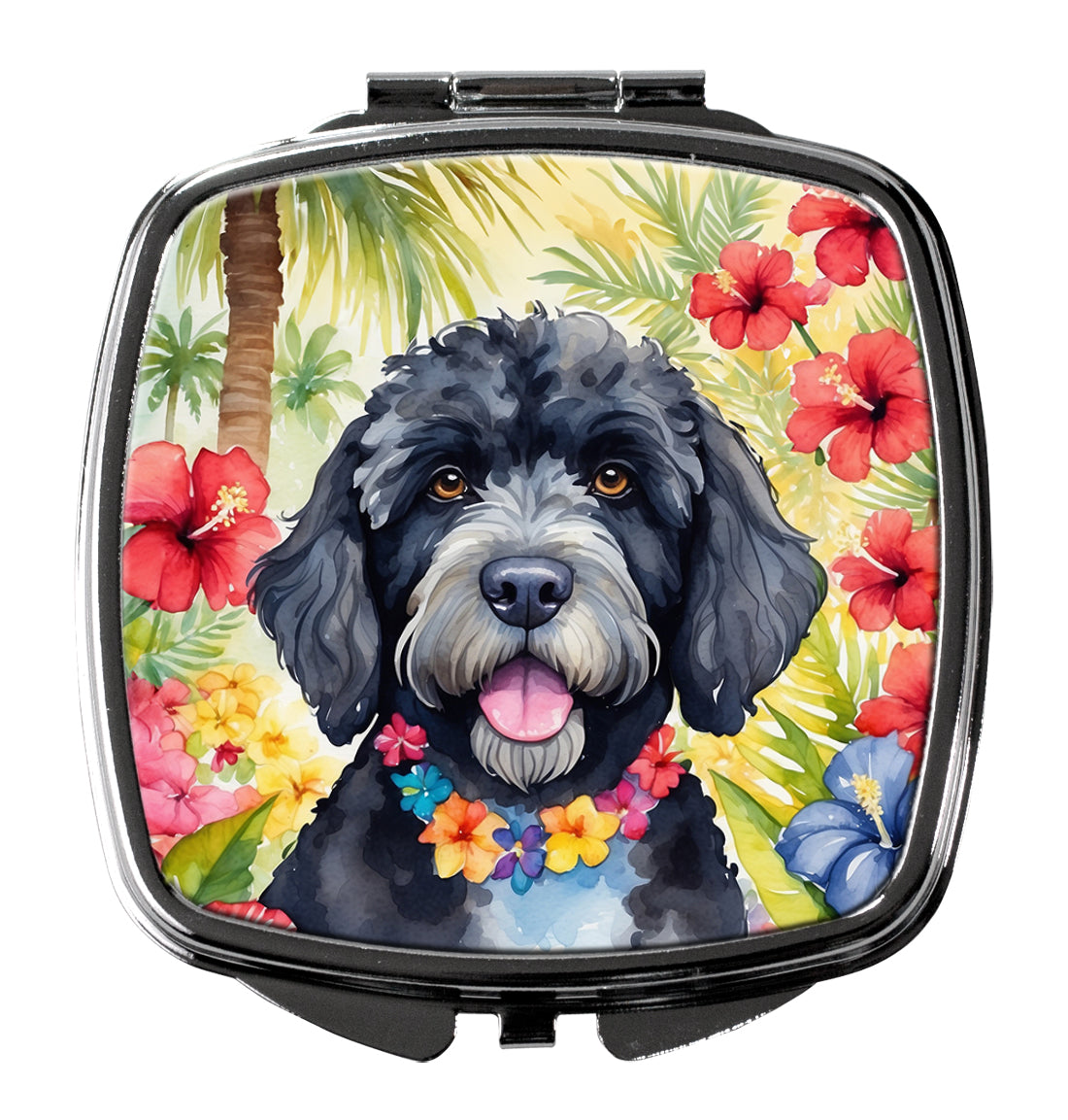 DAC6501SCM 3 x 2.75 in. Portuguese Water Dog Luau Compact Mirror