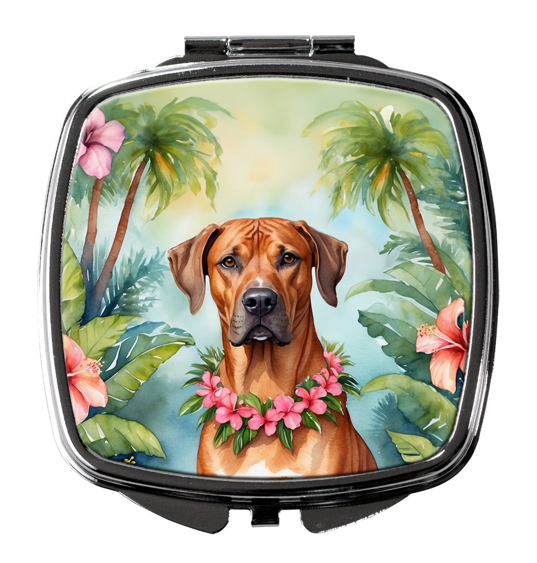 3 x 2.75 in. Rhodesian Ridgeback Luau Compact Mirror