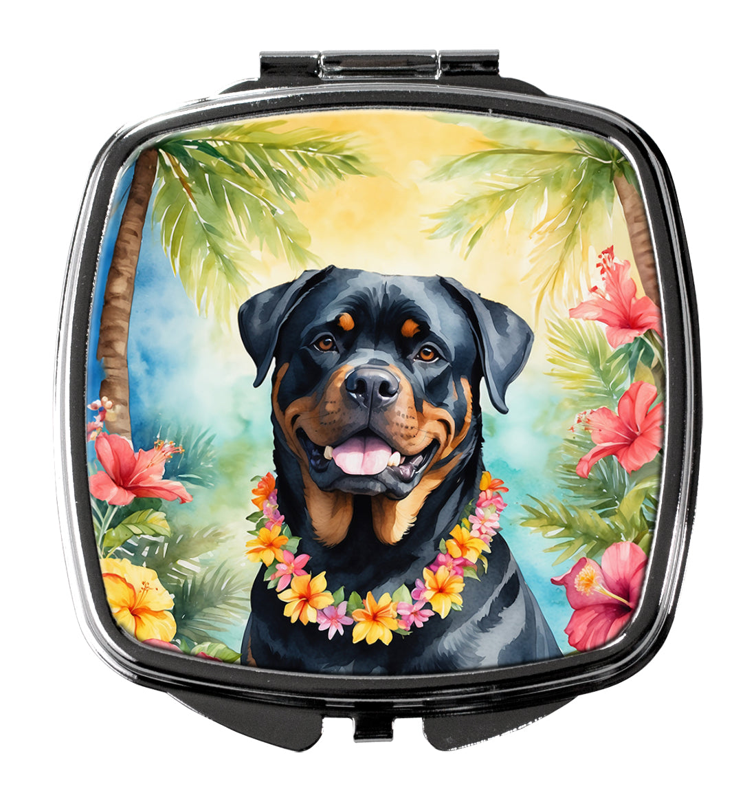 3 x 2.75 in. Rottweiler Luau Compact Mirror