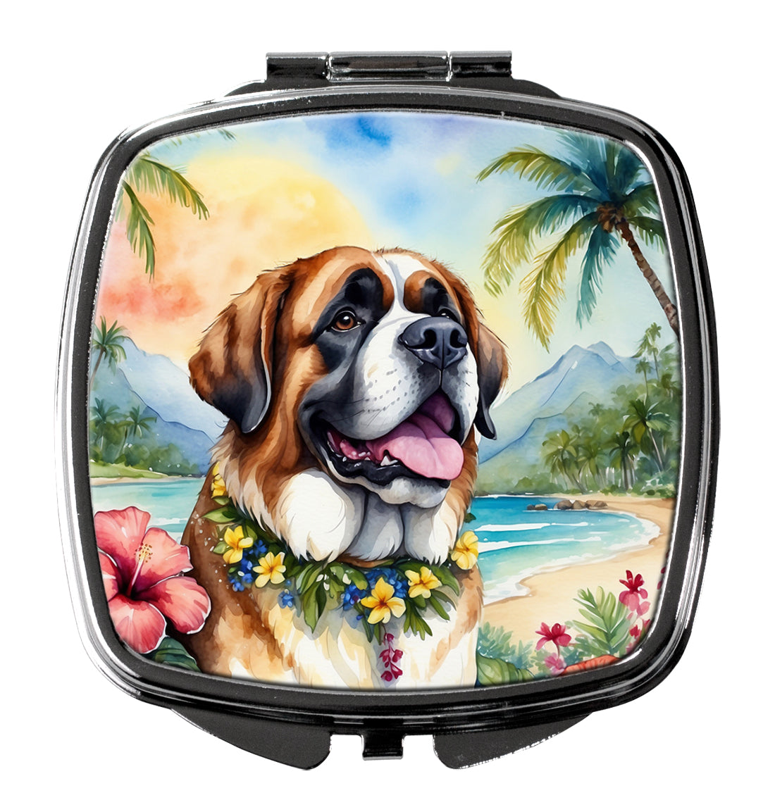DAC6509SCM 3 x 2.75 in. Saint Bernard Luau Compact Mirror