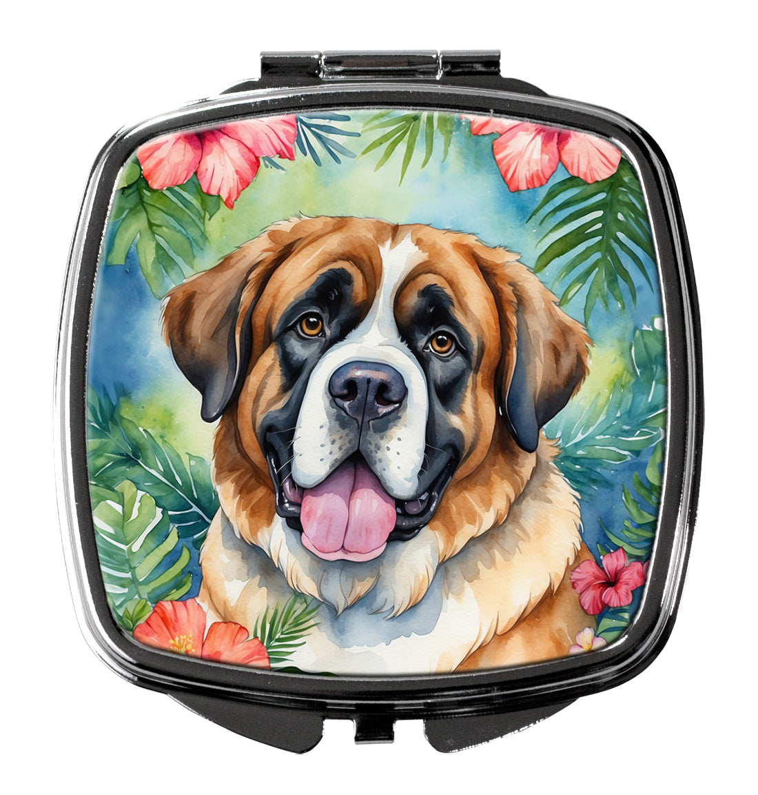 3 x 2.75 in. Saint Bernard Luau Compact Mirror