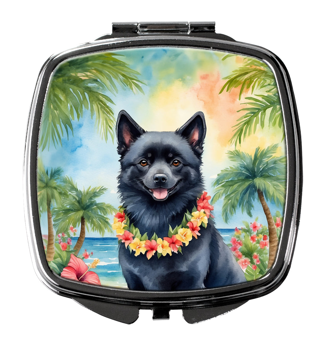 DAC6513SCM 3 x 2.75 in. Schipperke Luau Compact Mirror