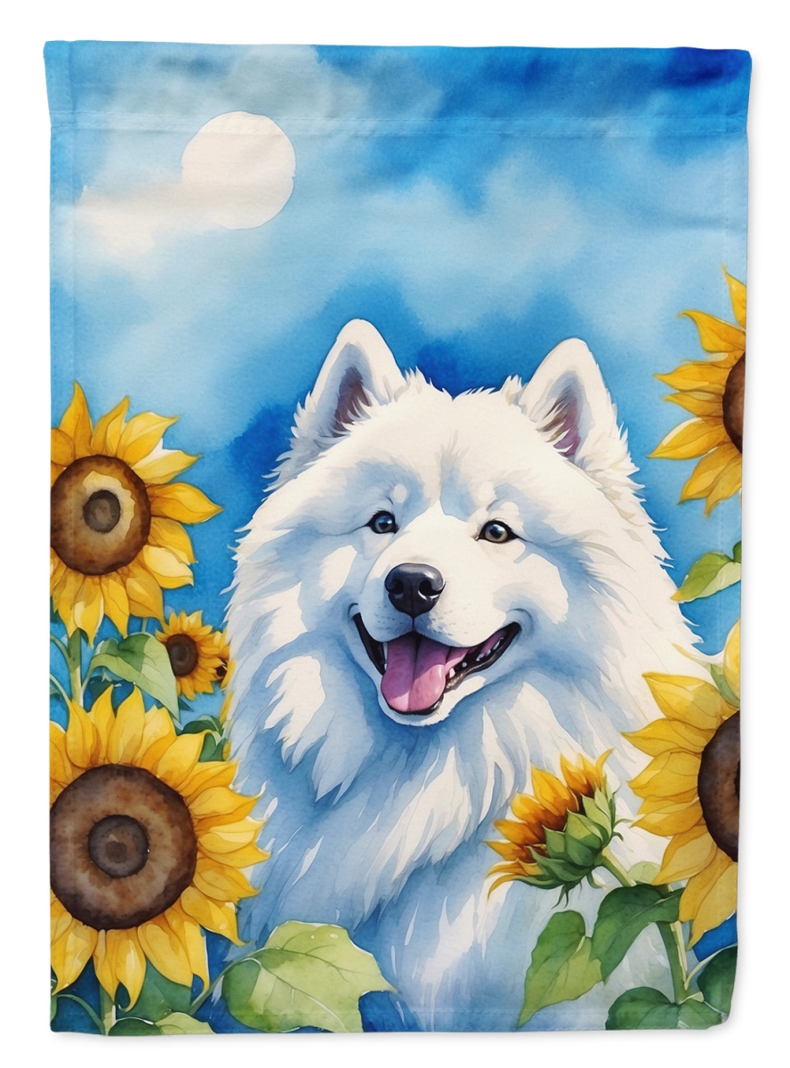 DAC6153CHF 40 x 28 in. Samoyed in Sunflowers House Flag