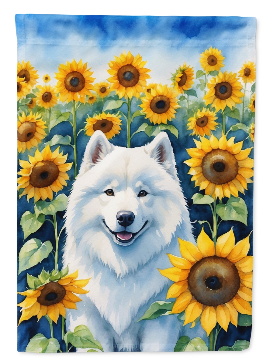 DAC6154CHF 40 x 28 in. Samoyed in Sunflowers House Flag