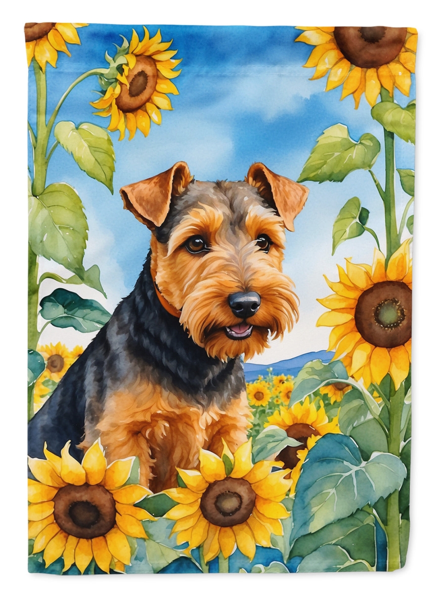 40 x 28 in. Welsh Terrier in Sunflowers House Flag