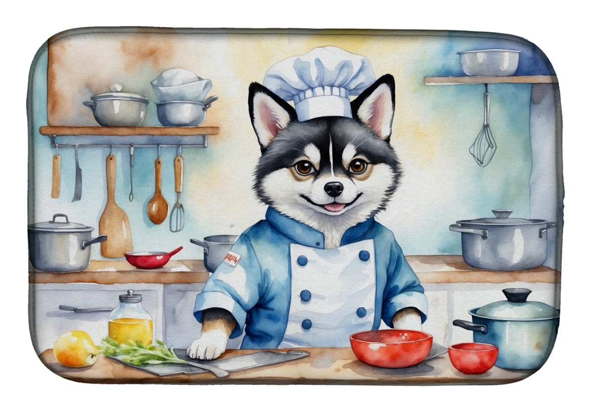 Picture of Carolines Treasures DAC6183DDM 21 x 14 in. Alaskan Klee Kai The Chef Dish Drying Mat