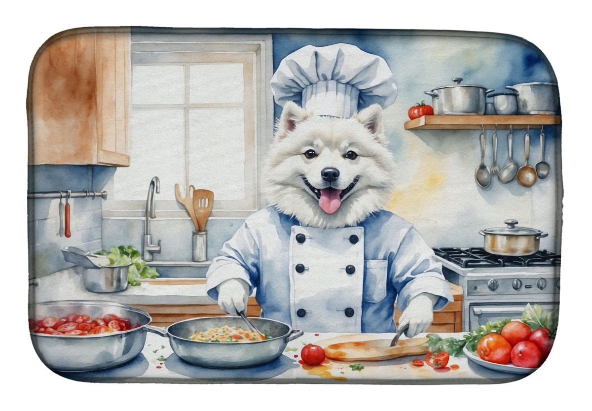 Picture of Carolines Treasures DAC6187DDM 21 x 14 in. American Eskimo The Chef Dish Drying Mat