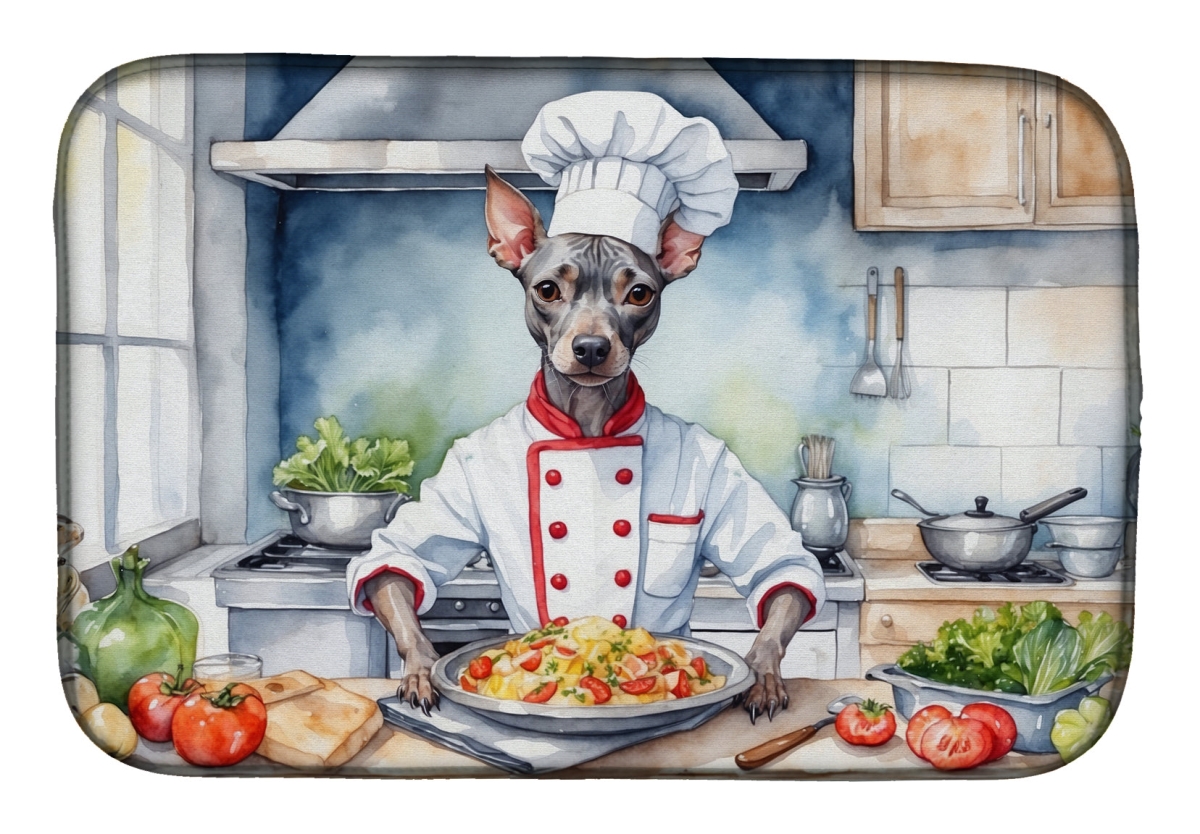 Picture of Carolines Treasures DAC6189DDM 21 x 14 in. American Hairless Terrier The Chef Dish Drying Mat