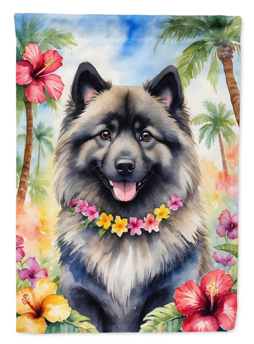 15.5 x 11.25 in. Keeshond Luau Garden Flag