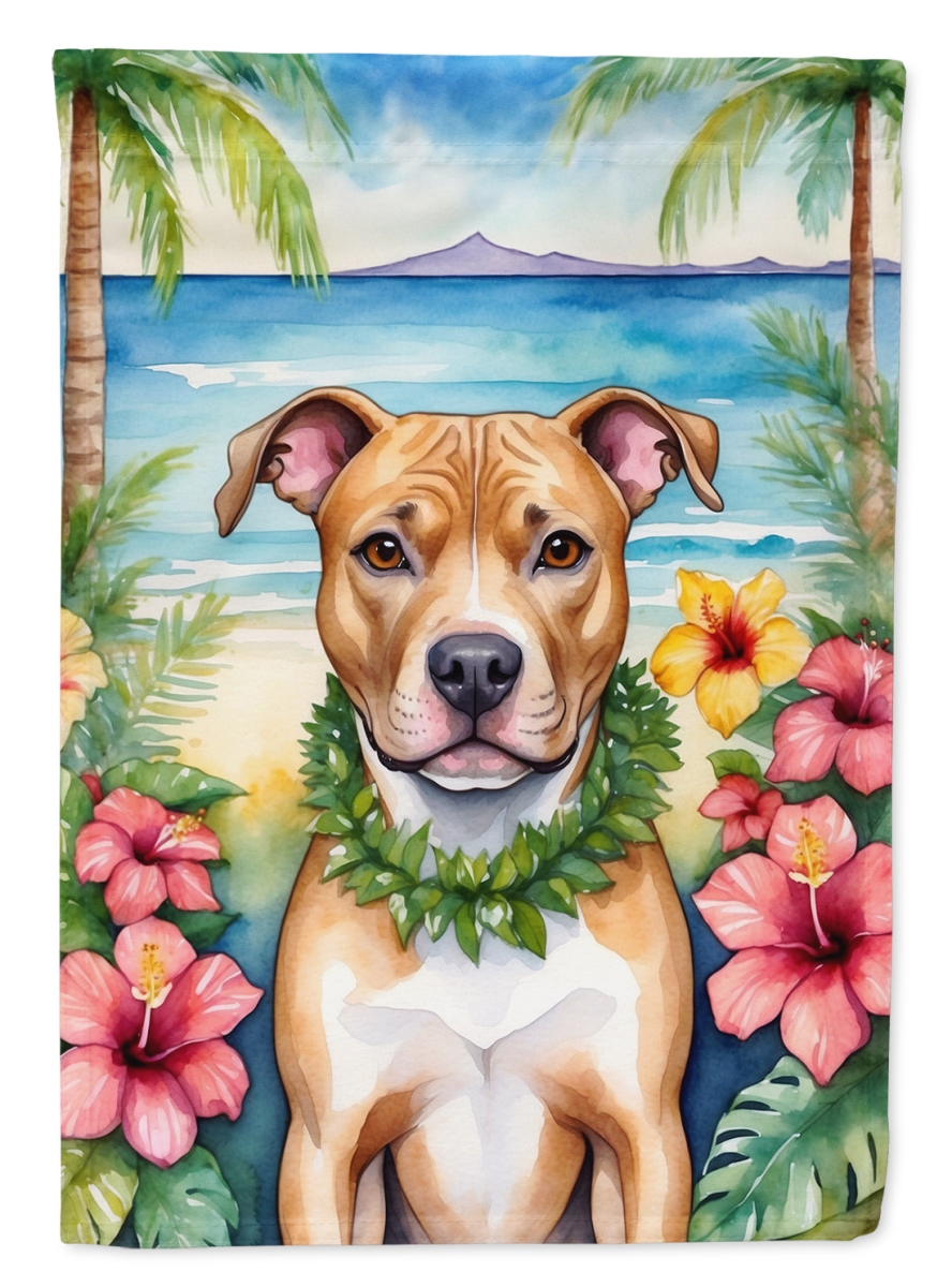 15.5 x 11.25 in. Pit Bull Terrier Luau Garden Flag