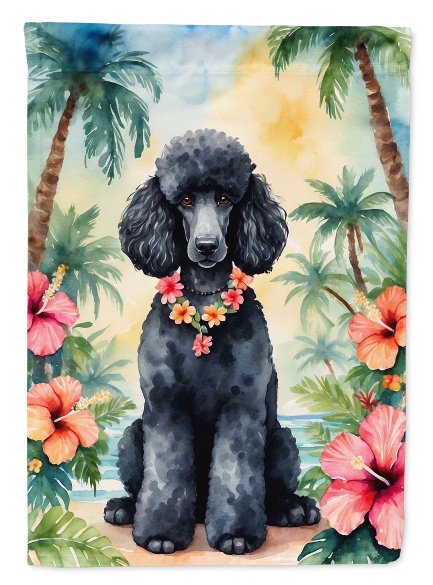 15.5 x 11.25 in. Black Poodle Luau Garden Flag