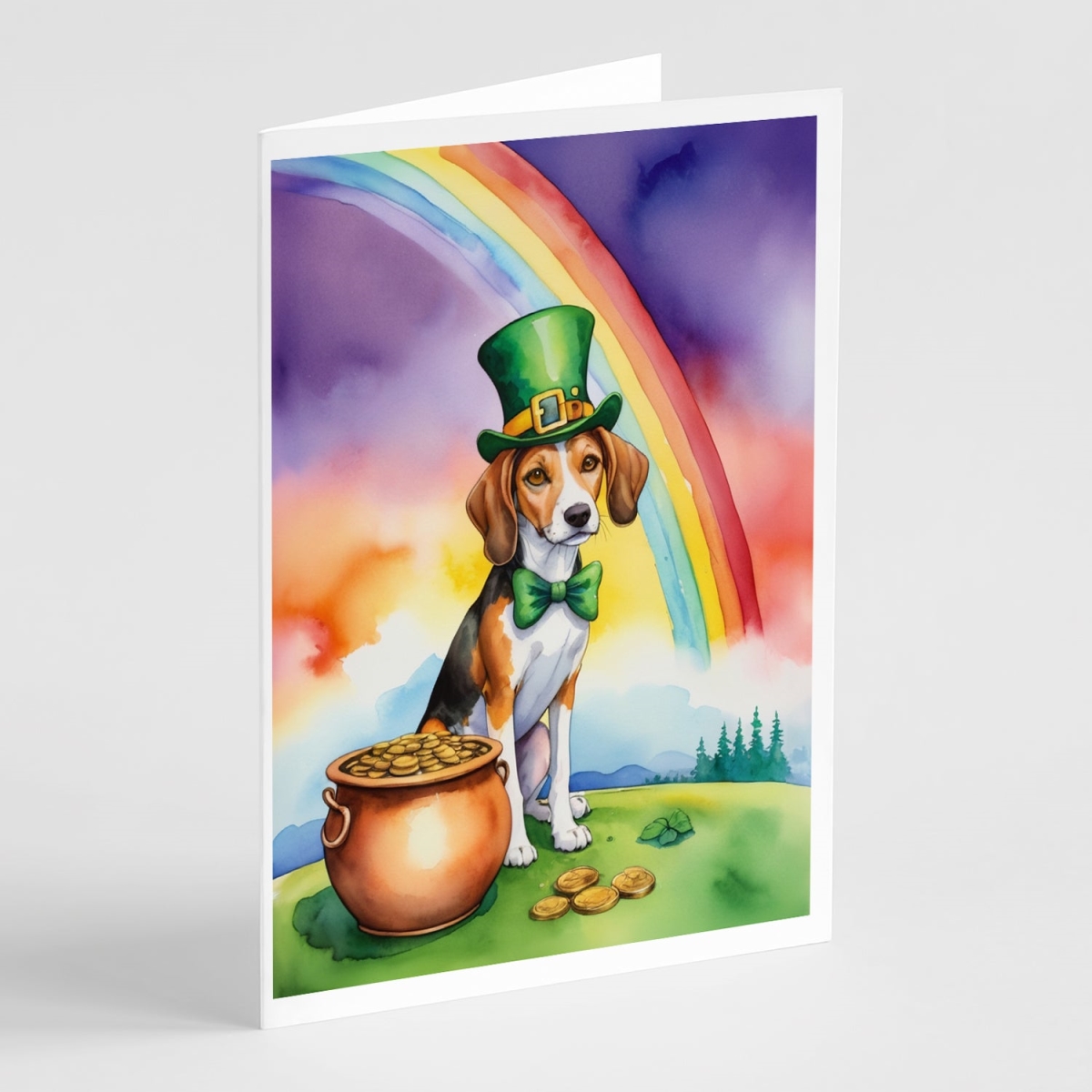 DAC5474GCA7P 5 x 7 in. American Foxhound St Patricks Day Greeting Cards - Pack of 8