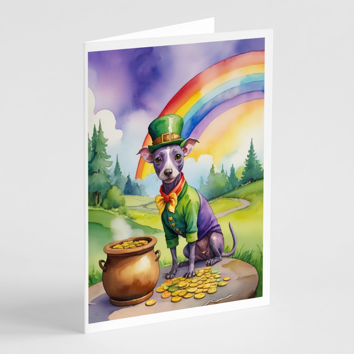 DAC5475GCA7P 5 x 7 in. American Hairless Terrier St Patricks Day Greeting Cards - Pack of 8
