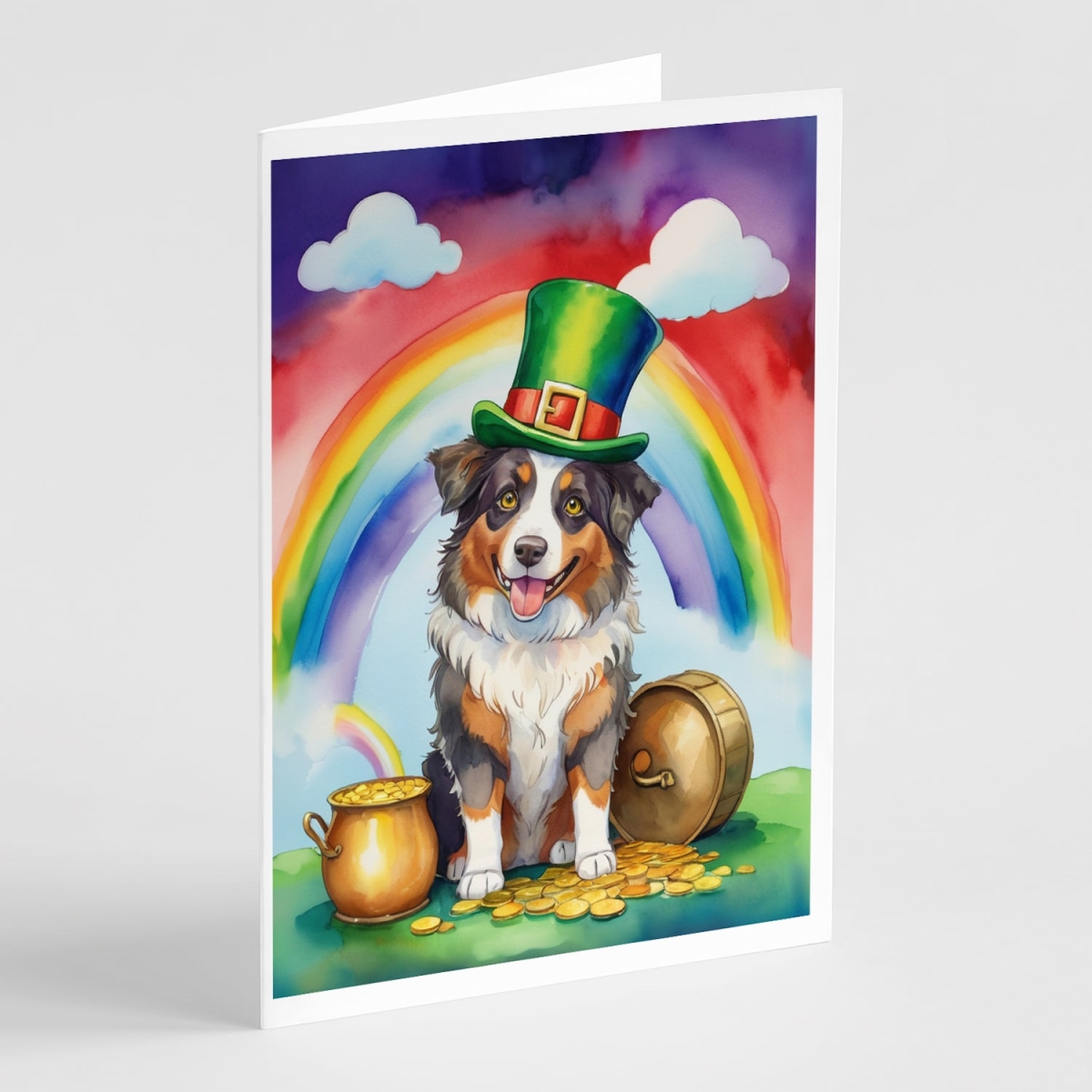 5 x 7 in. Australian Shepherd St Patricks Day Greeting Cards - Pack of 8