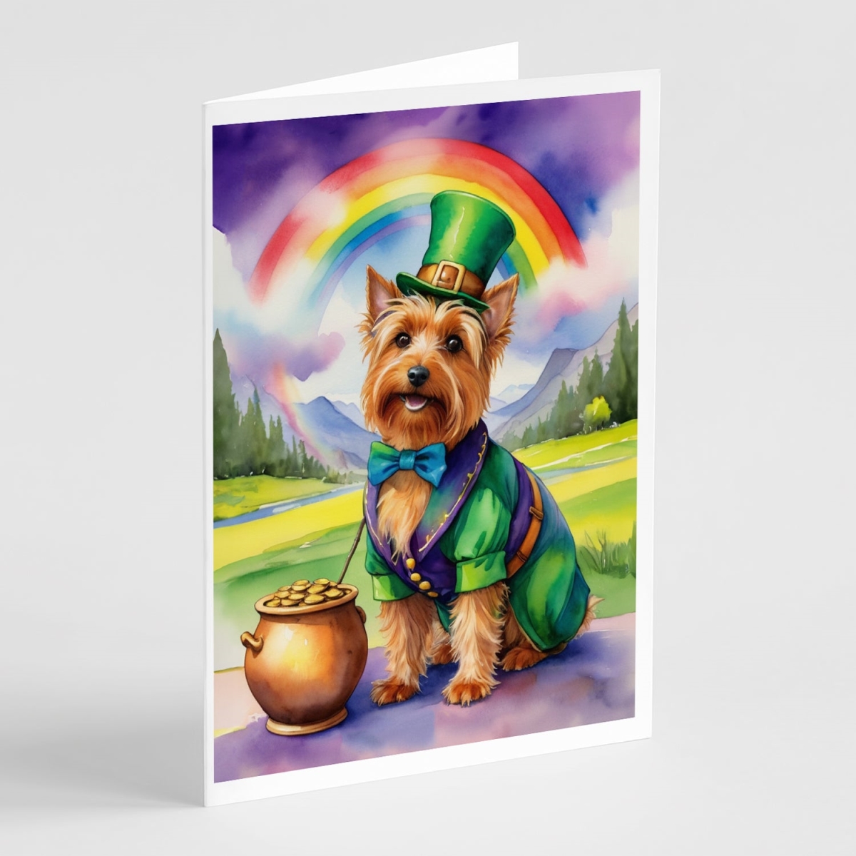 DAC5480GCA7P 5 x 7 in. Australian Terrier St Patricks Day Greeting Cards - Pack of 8