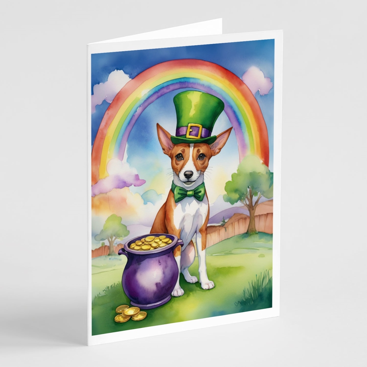 DAC5481GCA7P 5 x 7 in. Basenji St Patricks Day Greeting Cards - Pack of 8