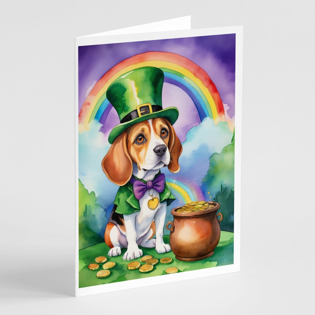 DAC5484GCA7P 5 x 7 in. Beagle St Patricks Day Greeting Cards - Pack of 8