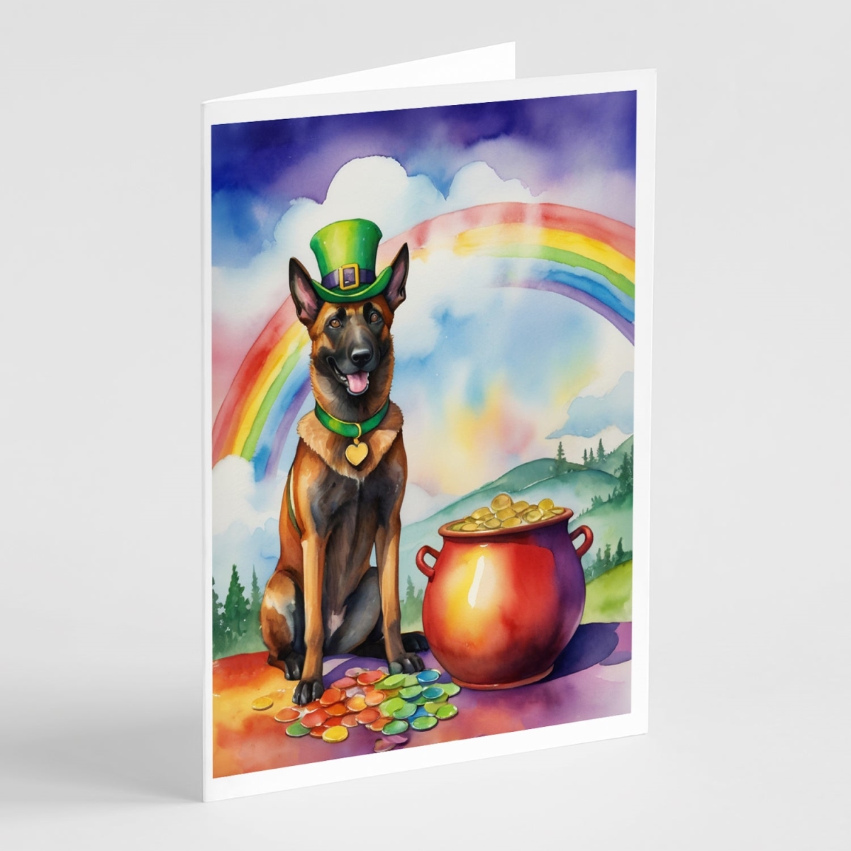 DAC5487GCA7P 5 x 7 in. Belgian Malinois St Patricks Day Greeting Cards - Pack of 8
