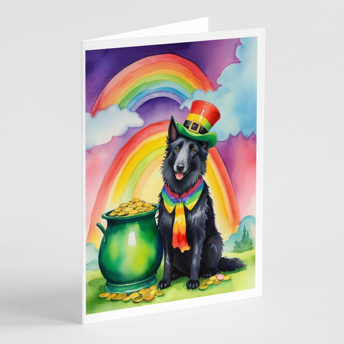 DAC5488GCA7P 5 x 7 in. Belgian Sheepdog St Patricks Day Greeting Cards - Pack of 8