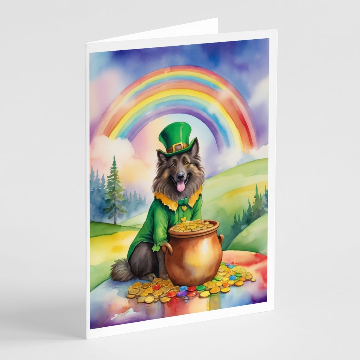 DAC5489GCA7P 5 x 7 in. Belgian Tervuren St Patricks Day Greeting Cards - Pack of 8