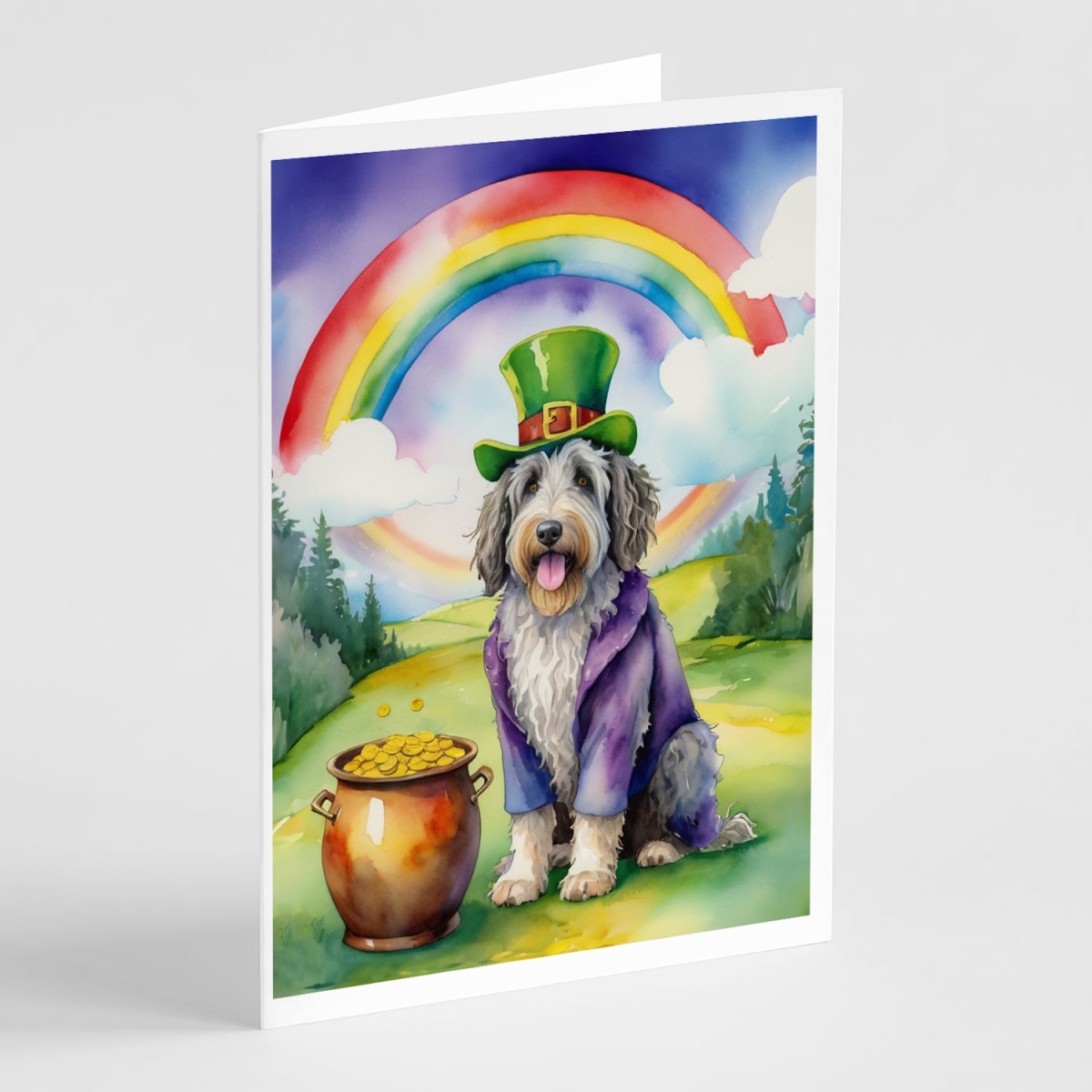 DAC5490GCA7P 5 x 7 in. Bergamasco Sheepdog St Patricks Day Greeting Cards - Pack of 8