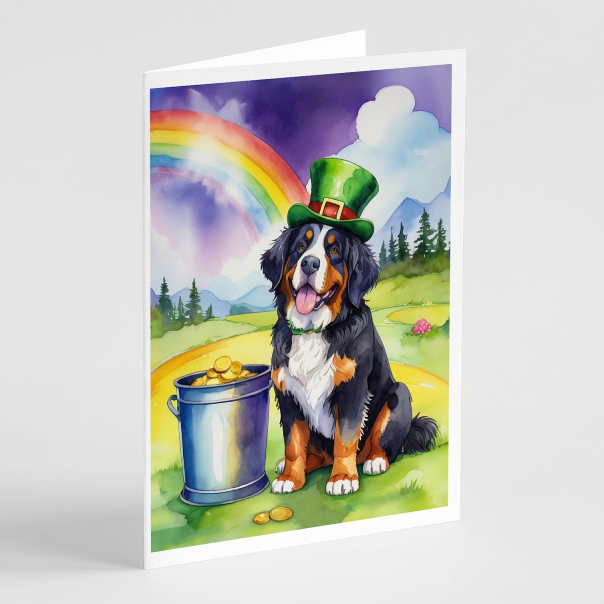 DAC5491GCA7P 5 x 7 in. Bernese Mountain Dog St Patricks Day Greeting Cards - Pack of 8