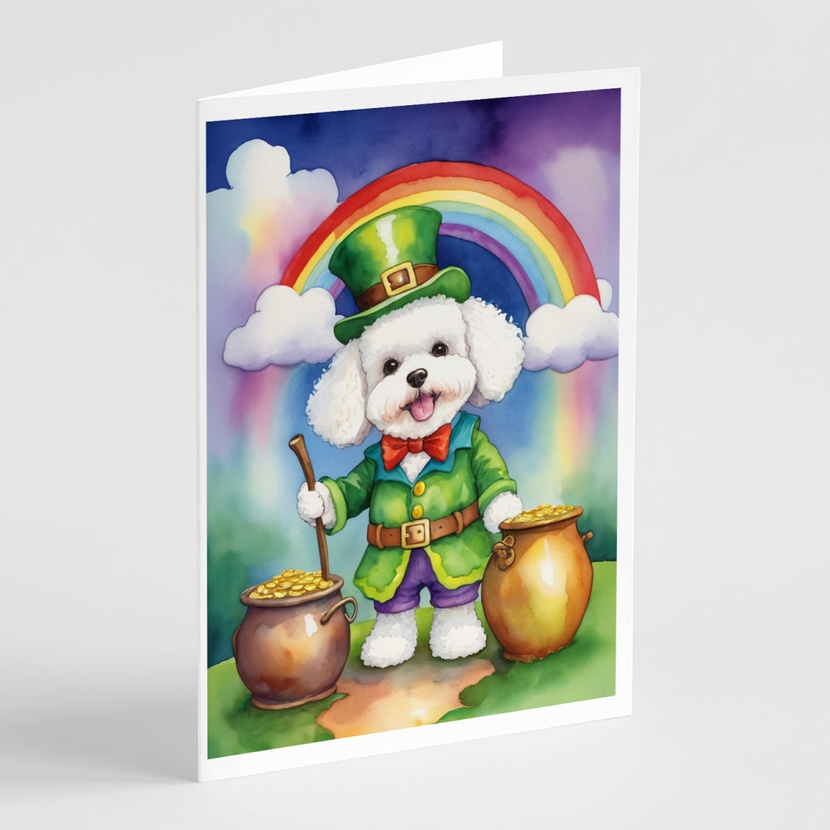 DAC5492GCA7P 5 x 7 in. Bichon Frise St Patricks Day Greeting Cards - Pack of 8