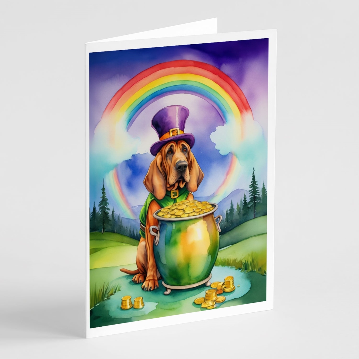 DAC5494GCA7P 5 x 7 in. Bloodhound St Patricks Day Greeting Cards - Pack of 8