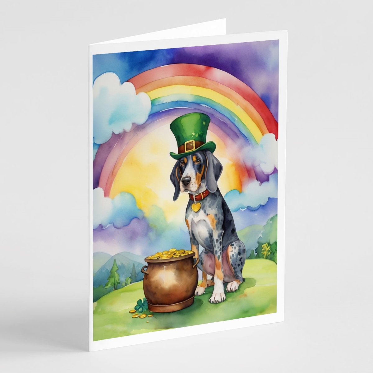 DAC5495GCA7P 5 x 7 in. Bluetick Coonhound St Patricks Day Greeting Cards - Pack of 8
