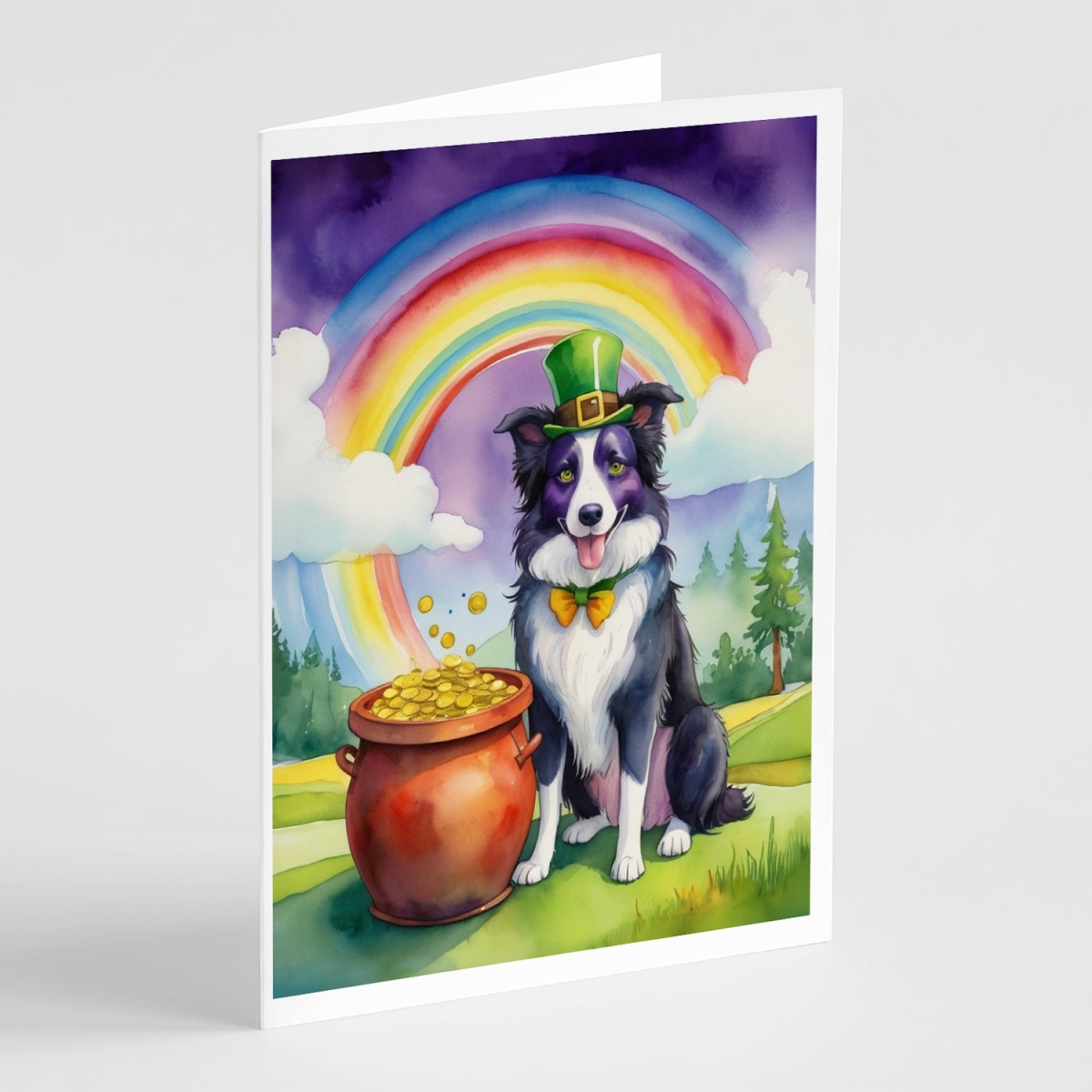 DAC5496GCA7P 5 x 7 in. Border Collie St Patricks Day Greeting Cards - Pack of 8