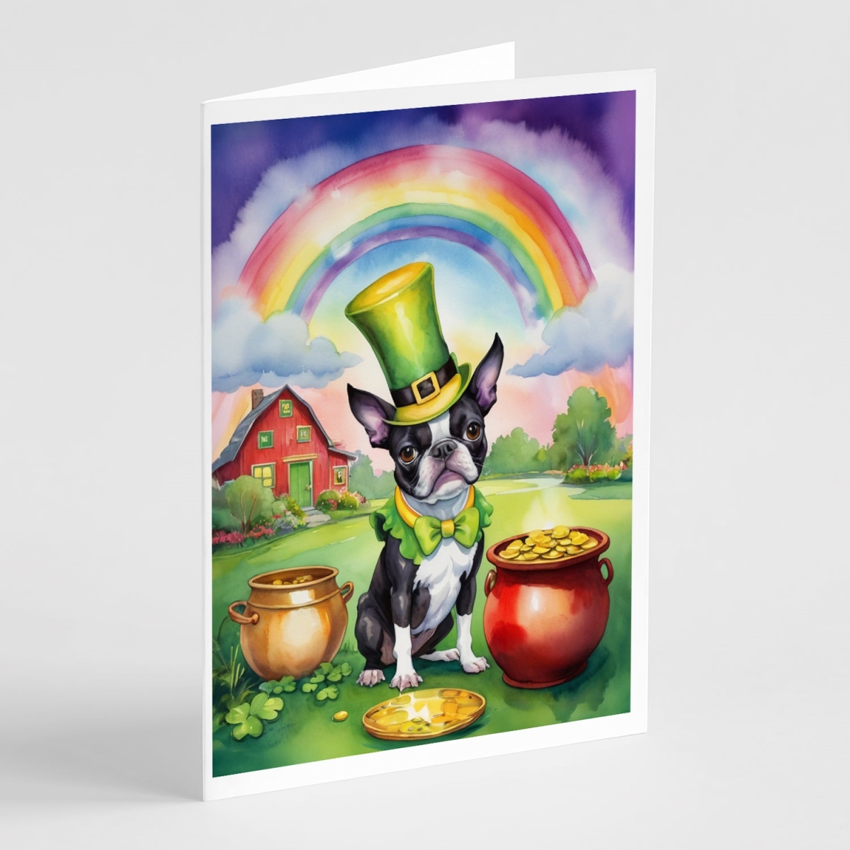 DAC5500GCA7P 5 x 7 in. Boston Terrier St Patricks Day Greeting Cards - Pack of 8