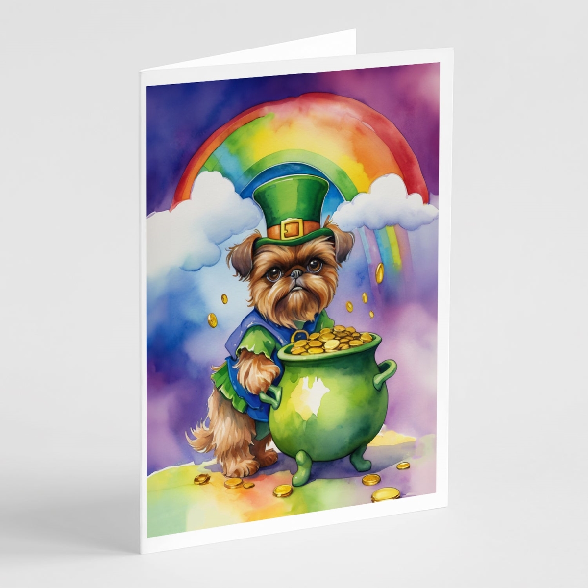 DAC5505GCA7P 5 x 7 in. Brussels Griffon St Patricks Day Greeting Cards - Pack of 8