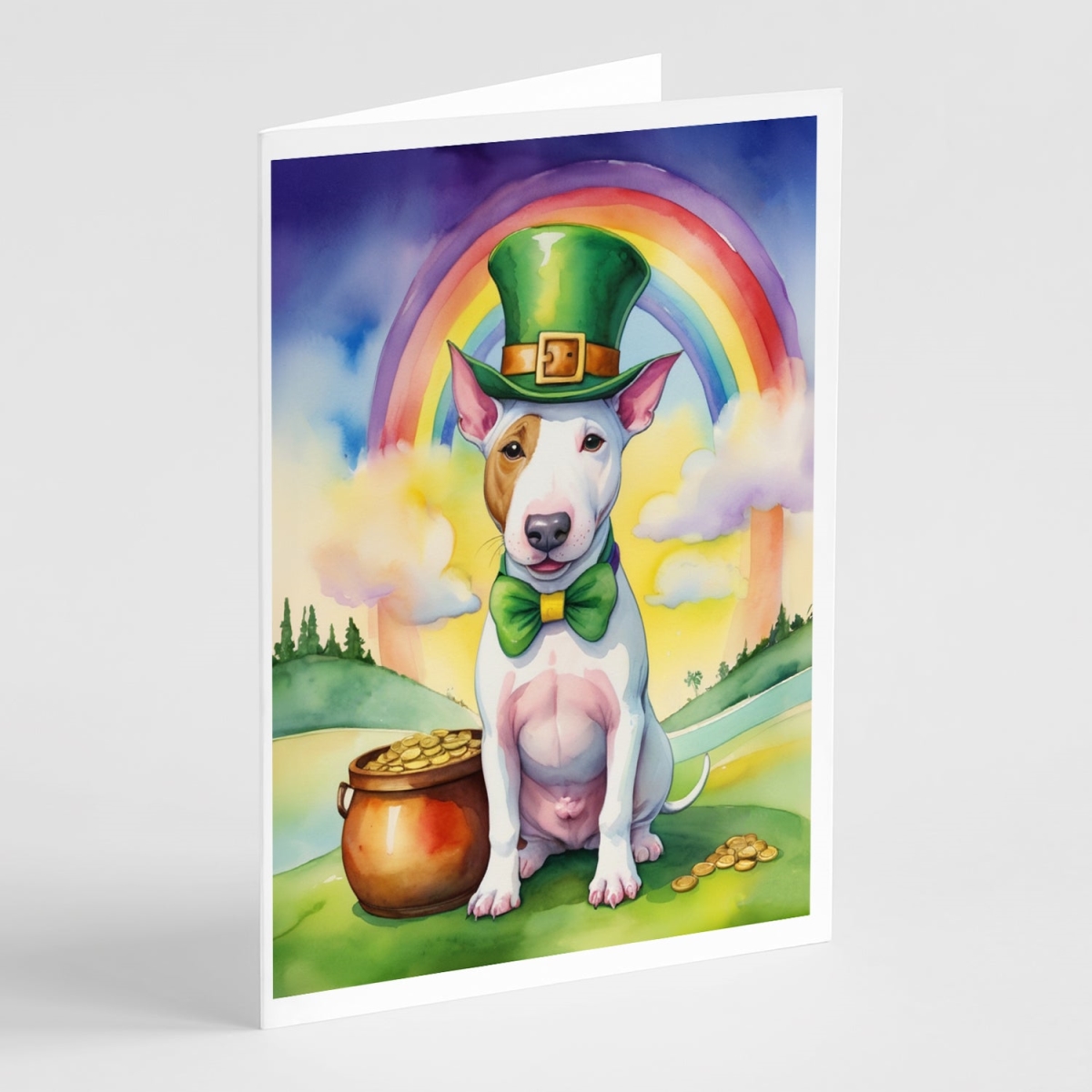 DAC5506GCA7P 5 x 7 in. Bull Terrier St Patricks Day Greeting Cards - Pack of 8